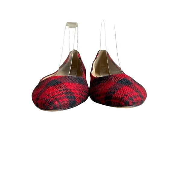 Talbots Red/Black Plaid Pointy Toed Ballet Flats - Picture 6 of 13